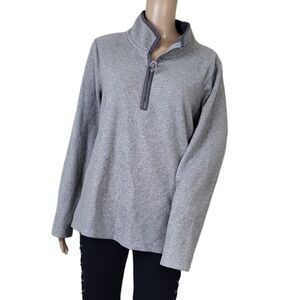 OLD NAVY Light Heather Gray half zip Long Sleeve Sweater